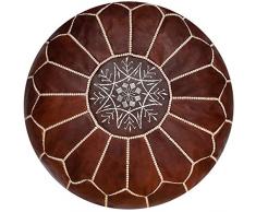 Poufs&Pillows Premium Echt Leder Pouf - Handgefertigt - Gefüllt geliefert - Ottoman, Sitzsack, Fußhocker, Polsterhocker (Cognac-Honig)