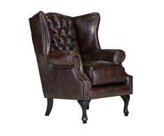 Massivum Eton Echtleder Chesterfield braun Sessel, Leder, 87x86x100 cm
