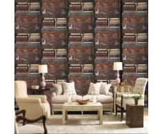 Lxsart Vliestapete Moderne Wanddeko Benutzerdefinierte mural retro persönlichkeit 3d kreative bücherregal bücherschrank bibliothek cafe bar tapete vliestapetenwandbilder, e