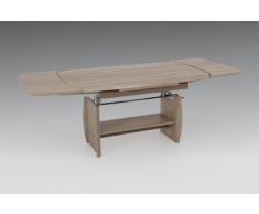 Couchtisch aus Sonoma Eiche ist auf ca. 171 cm ausziehbar, Wohnzimmertisch ist auf ca. 62 cm höhenverstellbar, Sofatisch hat zusätzlichen Ablageboden