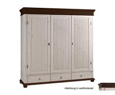 möbelando Kleiderschrank Schlafzimmerschrank Massivholzschrank Schrank Silvana V 199 cm weiß/kolonial