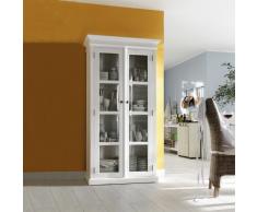 CAGÜ - ZEITLOS ELEGANTER VITRINENSCHRANK BUFFETSCHRANK [Josephine] 2-türig ANTIK-Weiss 90 x 190cm Mahagoni im ZEITLOSEN LANDHAUSSTIL
