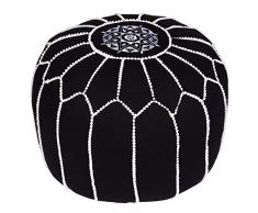 Runder Pouf Sitzpouf aus Baumwolle Chems Schwarz ø 45cm Rund Ohne Füllung | Sitzkissen Bodenkissen Kissen Orientalisch | Sitzpuff Hocker Sitzhocker Fusshocker bestickt als Orientalische Dekoration