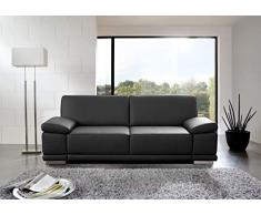 CAVADORE 3-Sitzer Sofa Corianne in Kunstleder / Ledercouch in hochwertigem Kunstleder und modernem Design / Mit verstellbaren Armlehnen / 217 x 80 x 99 / Kunstleder schwarz