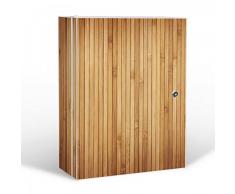 banjado XXL Medizinschrank abschliessbar | großer Arzneischrank 35x46x15cm | Medikamentenschrank aus Metall weiß | Motiv Bambusholz mit 2 Schlüsseln | Gestaltung auf Front und Seiten