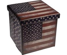 Hocker Deckel Stauraum Box Polster Polsterhocker Klappbox Faltbox Sitz 38 cm (USA Stars and Stripes)