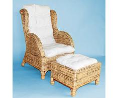 SEDEX Wing Rattansessel inkl. Hocker & Polsterauflagen/Ohrensessel/Korbsessel/Rattan - Honig