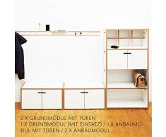Tojo Hochstapler I Grundmodul für modulares Regalsystem mit Türen I Grundmodul für EIN individuelles Wandregal, Bücherregal, CD Regal I MDF Regal Farbe Weiß