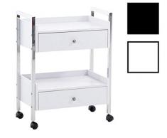 CLP Transportwagen mit 2 Schubladen I Arbeitswagen für den professionellen Einsatz I Allzweckwagen mit Holzschubladen Weiß