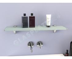 DURAFURN® Glasablage Glasregal Spiegelablage Badablage Wandhalter Wandregal Duschablage in 8mm als Variante satiniertes Glas mit Edelstahlhalter 300 x 200