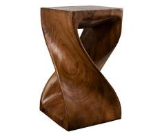 Handelsturm Gedrehter Hocker 50 x 28 x 28 cm, Sitz Blumenständer Tisch massiv Holz Design, Beistelltisch braun
