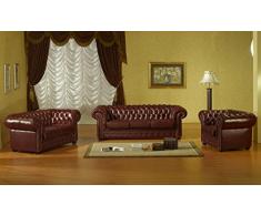 Mapo Möbel Chesterfield 3+2+1-braun Ledersofas Ledercouch Ledergarnitur