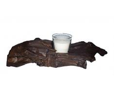 Kerzenständer Holz Holzkerzenständer Kerzenhalter dunkelbraun braun natur Teak Teakholz, für eine Kerze oder eine Weinflasche, also auch als Weinflaschenhalter, Flaschenständer, Weinhalter, Flaschenhalter verwendbar, Wurzel