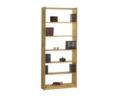 Steens Axel Bücherregal, mit 5 Einlegeböden, höhenverstellbar, 84 x 205 x 30 cm (B/H/T), Kiefer massiv, gelaugt geölt