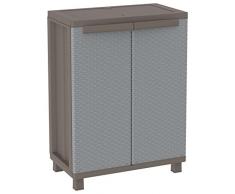 Terry J-Rattan 68 Kleiner Schrank aus Kunststoff, mit einer Ablage, grau/taupé, 68 x 37,5 x 91,5 cm