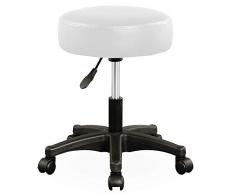 Casaria Rollhocker Arbeitshocker Weiß Höhenverstellbar 360° Drehbar 10cm dicke Polsterung Drehhocker Praxis Hocker