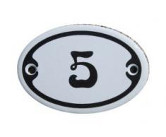 Nummer 5 mini Emaille Schild Jugendstil ca. 4,2 x 6,2 cm Türschild Zimmer Schublade Schrank Kommode Emailschild oval weiß