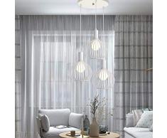 iDEGU 3-flammige Pendelleuchte Moderne Hängeleuchte Kronleuchter Käfig Hängelampe in Vasenform Metall Pendellampe für Schlafzimmer Wohnzimmer Esszimmer, Durchmesser 20 cm, Weiß