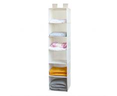 Dailyart Kleiderschrank Organizer, Hängeaufbewahrung Hängeregal mit 6 Breiten Fächern, Hängender Stoffschrank innen mit Pappe, 30 x 30 x 130 cm - Beige