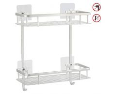 Hawsam Befestigen Ohne Bohren Badregal, 2 Etagen Rostfrei Aluminiumlegierung Bad Duschablage Duschkorb für Shampoo