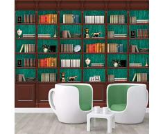 Bomdow Benutzerdefinierte Fotobuch Tapete 3D Arbeitszimmer Bibliothek Wandbild Hintergrund Wandbild Bücherschrank Bücher Bücherregal Wandbild Tapete-280X200Cm