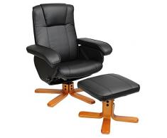 SVITA Charles Relaxsessel TV Sessel Wohnzimmersessel Hocker Beinablage Fernsehsessel Drehstuhl (Schwarz)