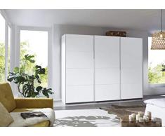 Rauch Kleiderschrank/Schwebetürenschrank Caracas 3-türig. Weiß Alpin mit 2 Einlegeböden, 2 Kleiderstangen, BxHxT 271x210x62 cm