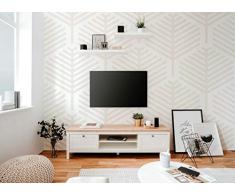 Newfurn TV Board Weiß Wildeiche TV Lowboard Vintage Landhaus - 160x45x40 cm (BxHxT) - TV Schrank Fernsehtisch Rack - [Eireen.Five] Wohnzimmer