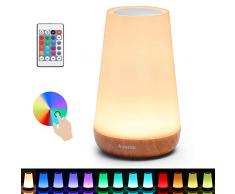 Auxmir LED Nachttischlampe, Dimmbar Atmosphäre Tischlampe mit Warmweißes Licht, 13 Farben und Farbwechsel, Berührungssensitive Nachtlicht für Schlafzimmer Wohnzimmer und Büro