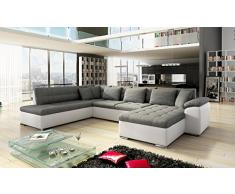 Mirjan24 Eckcouch Ecksofa Niko! Design Sofa Couch! mit Schlaffunktion! U-Sofa Große Farbauswahl! Wohnlandschaft! (Ecksofa Rechts, Soft 017 + Lux 06)