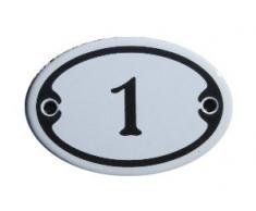 Nummer 1 mini Emaille Schild Jugendstil ca. 4,2 x 6,2 cm Türschild Zimmer Schublade Schrank Kommode Emailschild oval weiß