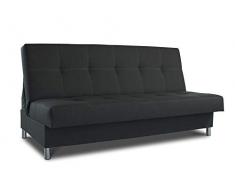 Schlafsofa Bella mit Schlaffunktion - 3 Sitzer Sofa, Couch mit Bettkasten, Bettsofa, Schlafsofa, Polstersofa, Couchgarnitur (Schwarz (Inari 100), ohne Bonell-Federkern)