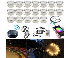 LED Einbaustrahler + Alex, 20er Stehleuchte Einbaustrahler Einstellbares Licht (RGBW) wasserdicht IP67 1W Ø45mm-Beleuchtung für Terrasse, Terrasse, Weg, Wand, Garten, Dekoration