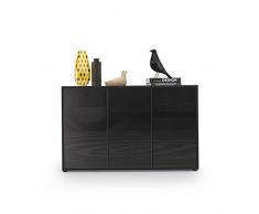Vladon Kommode Sideboard Ben V3, Korpus in Schwarz matt/Fronten in Schwarz Hochglanz
