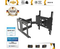 RICOO R23-S, TV Wandhalterung, Schwenkbar, Neigbar, Universal für 32-65 Zoll (ca. 81-165cm) Wand Halter Aufhängung Fernseh Halterung auch Curved LCD- und LED-Fernseher | VESA 200x200 400x400 | Schwarz