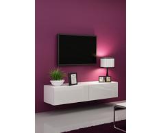 Jadella TV Board Lowboard Migo Hängeschrank Wohnwand (Weiß Matt/Weiß Hochglanz)