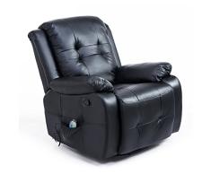 HOMCOM Massagesessel mit Wärmefunktion Fernsehsessel Relaxsessel TV Sessel mit Liegefunktion (Schwarz)