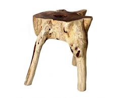 Brillibrum Design Wurzelholzhocker Teakholz Hocker aus einem Stück gefertigt massiver Beistelltisch Wurzelholz Sitzhocker Holzklotz Echtholz Teak Wurzelhocker Unikat