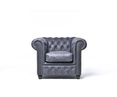 Original ChesterfieldSessel - 1 Sitzer - Vollständig Handgewaschenes Leder – Vintage Schwarz