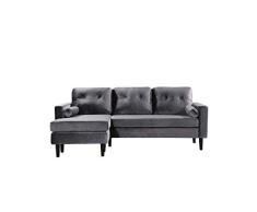 Designer-Ecksofa, Velours, Grau