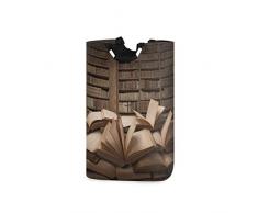 FELIZM Wäschekorb, Retro-Bücherregal, Bibliothek, zusammenklappbarer Wäschekorb, faltbare Wäschekorb, Aufbewahrung, Kleidung mit Griffen für Badezimmer, Kinderzimmer