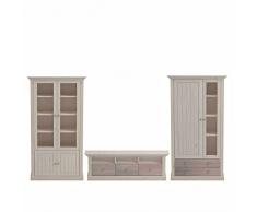 Pharao24 Wohnkombination im Landhaus Design Braun White Wash Kiefer