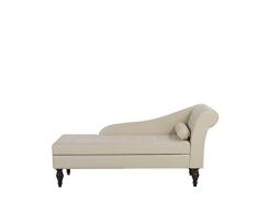 Elegante Chaiselongue Lederoptik in Hellbeige mit Bettkasten und Kissen Pessac