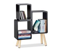 Relaxdays 3-teiliges Regalsystem, Würfelregal Holz, Cube Regal rund mit 4 Beinen, MDF, HBT: 69 x 52,5 x 18 cm, schwarz