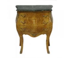 Casa Padrino Barock Kommode mit Marmorplatte aus Nussbaum H 75 cm, B 60 cm - Nachttisch Konsole