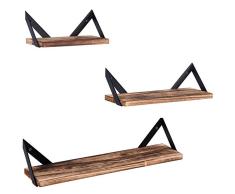 WOLTU Wandregal Schweberegal Eckregal Hängeregal Bücherregal Wohnzimmer Schlafzimmer 3er Set CD DVD Regal Holz&Metall RG9354ei
