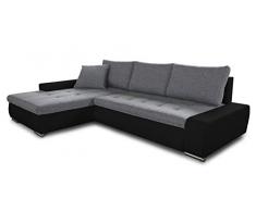 Ecksofa mit Schlaffunktion Faris - Couch mit Bettkasten, Big Sofa, Sofagarnitur, Couchgarniitur, Polsterecke, Bett (Schwarz + Grau (Madryt 1100 + Inari 91), Ecksofa Links)