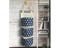 Inwagui Hängeorganizer Hängende Kombination mit 3 Tasche Wand Tür Wandschrank Speicher Beutel Baumwolltuch Hängeaufbewahrung - Regentropfen B