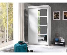 Furniture24 Kleiderschrank Schwebetürenschrank Schlafzimmerschrank Nero (Weiß matt)