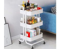 Aufbewahrungswagen mit 3 Etagen, Mehrzweck-Trolley mit Rollen, Rollwagen aus Metall, WerkzeugwagenKüche Aufbewahrungswagen, Craft Art Cart, Servierwagen mit 2 Bremsen für Küche, Bad, Büro（Weiß）